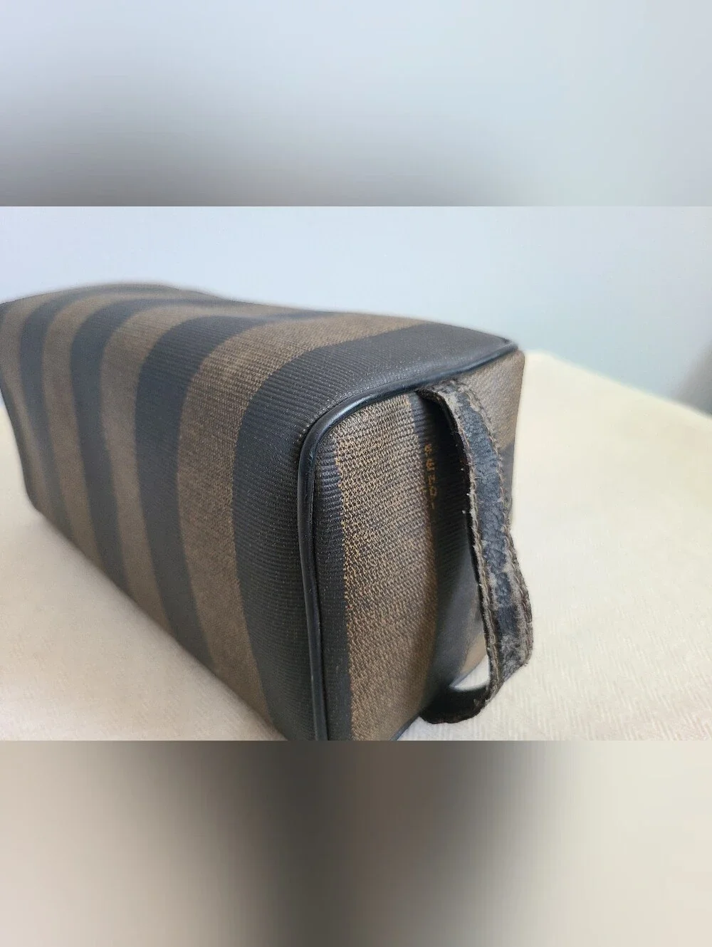 Fendi Striped Toiletry Travel Cosmetic Case
